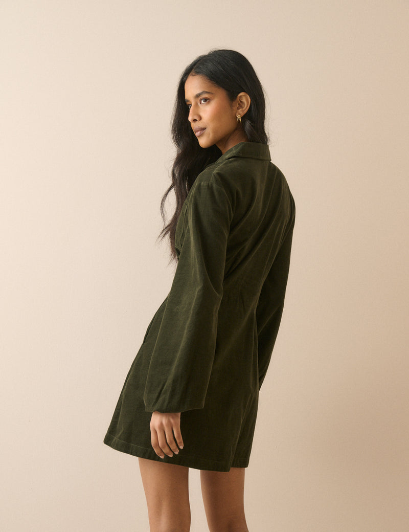 Green Cord Montego Mini Dress