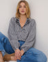 Black Gingham Embroidered Floral Collar Blouse