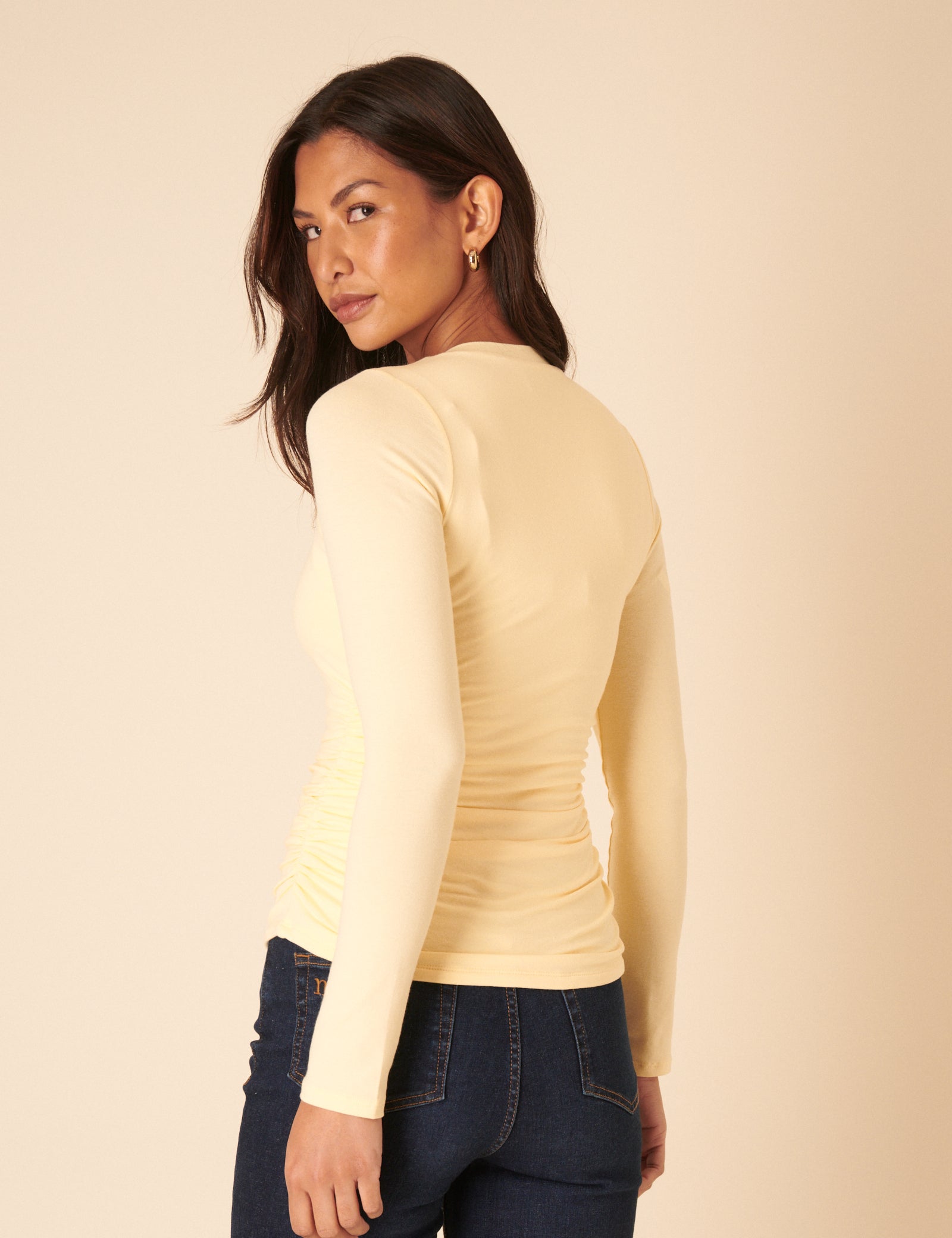Butter Yellow Crew Neck Long Sleeve Top