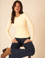 Butter Yellow Crew Neck Long Sleeve Top