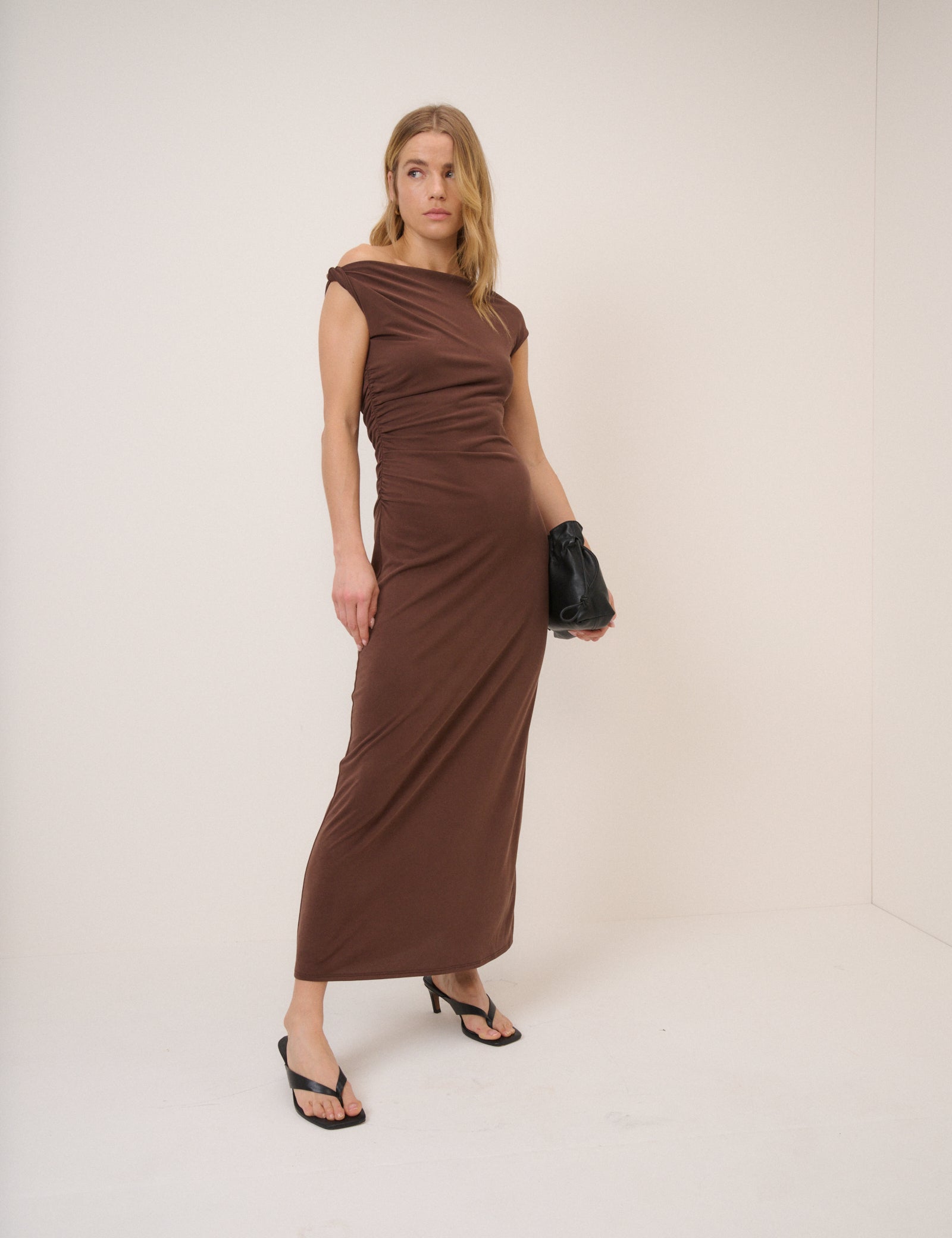 Brown Bethany Jersey Midi Dress