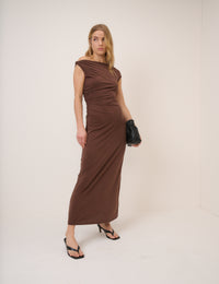 Brown Bethany Jersey Midi Dress