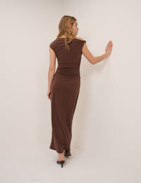 Brown Bethany Jersey Midi Dress
