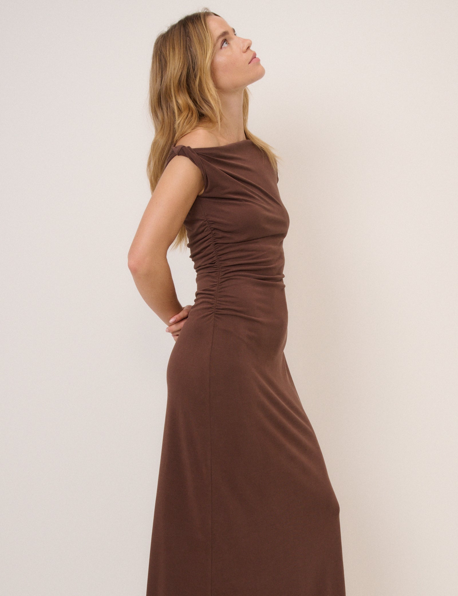 Brown Bethany Jersey Midi Dress
