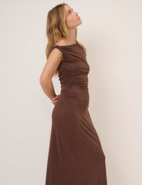 Brown Bethany Jersey Midi Dress
