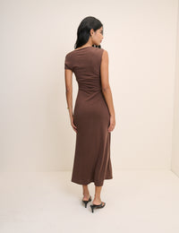 Brown Bethany Jersey Midi Dress