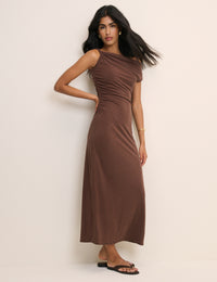 Brown Bethany Jersey Midi Dress