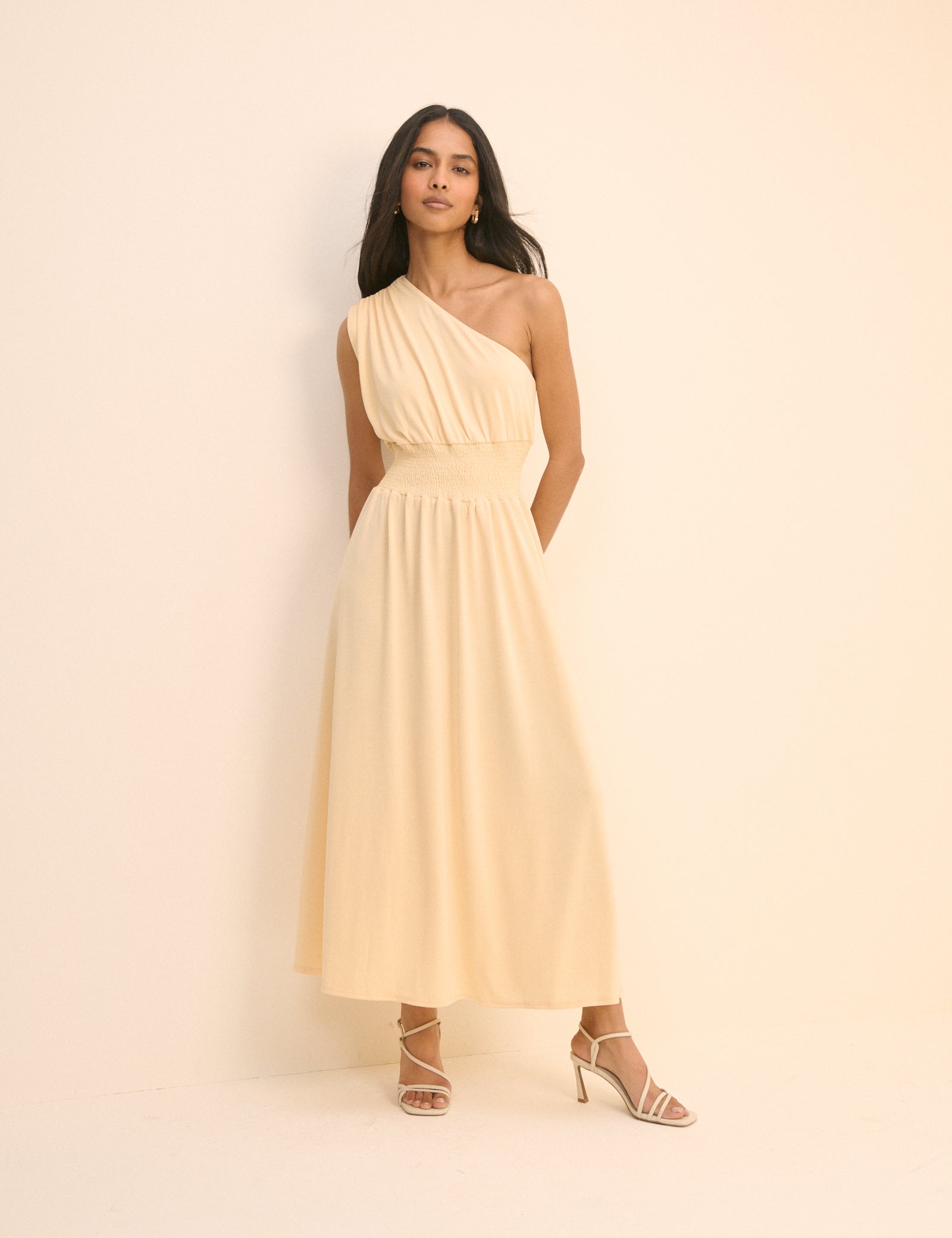 yellow one shoulder midi dress Analuisa One Shoulder Maxi Dress Yellow