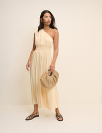 Butter Yellow One Shoulder Lorena Jersey Midi Dress