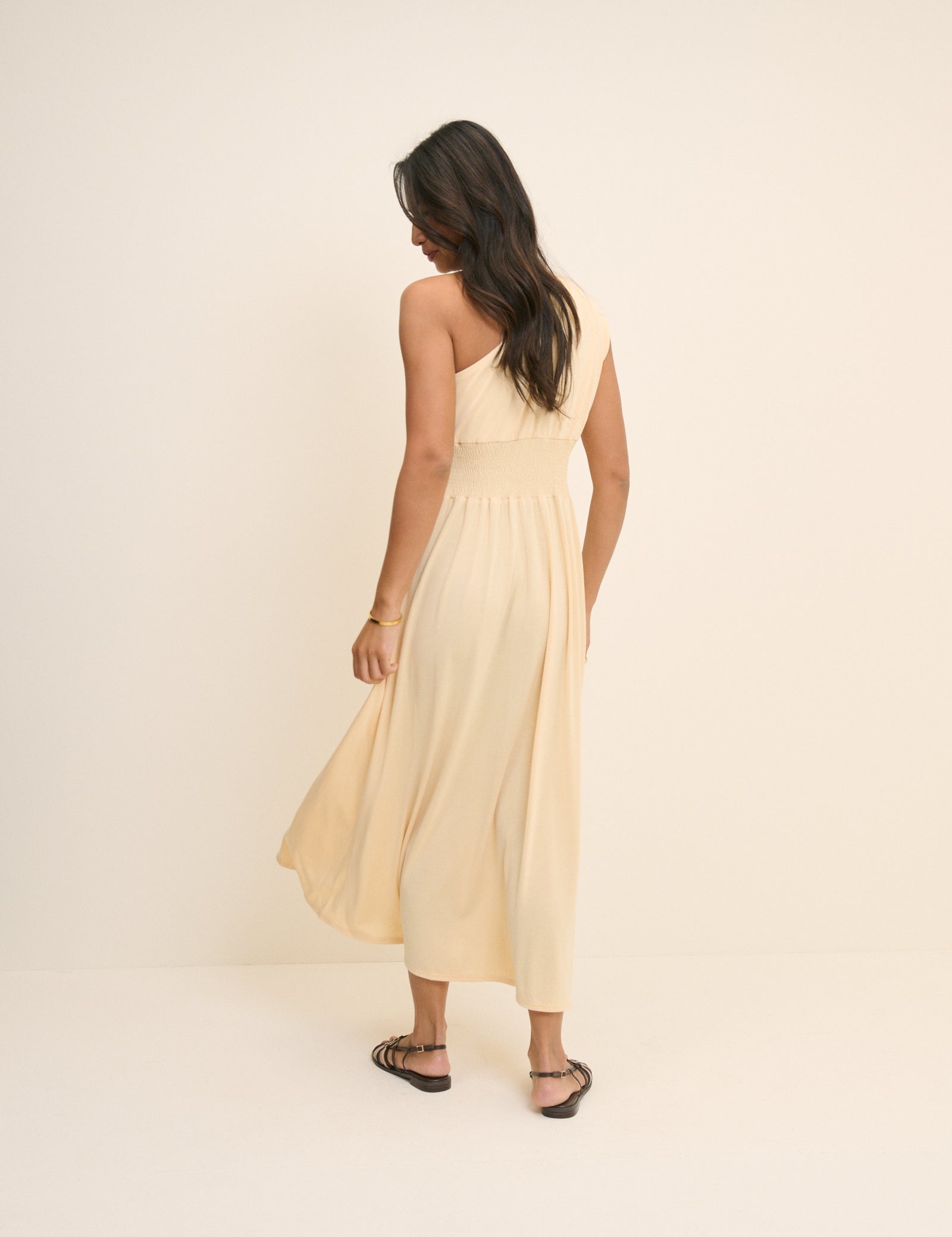 Butter Yellow One Shoulder Lorena Jersey Midi Dress