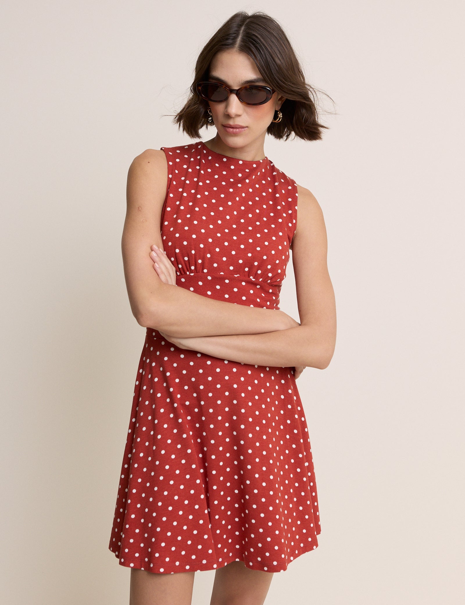 Red Polka Dot Sleeveless Tate Mini Dress