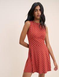 Red Polka Dot Jersey Sleeveless Tate Mini Dress