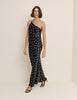 Black Polka Dot Satin Pia Maxi Dress