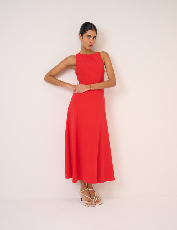 Red Reign Midi Dress
