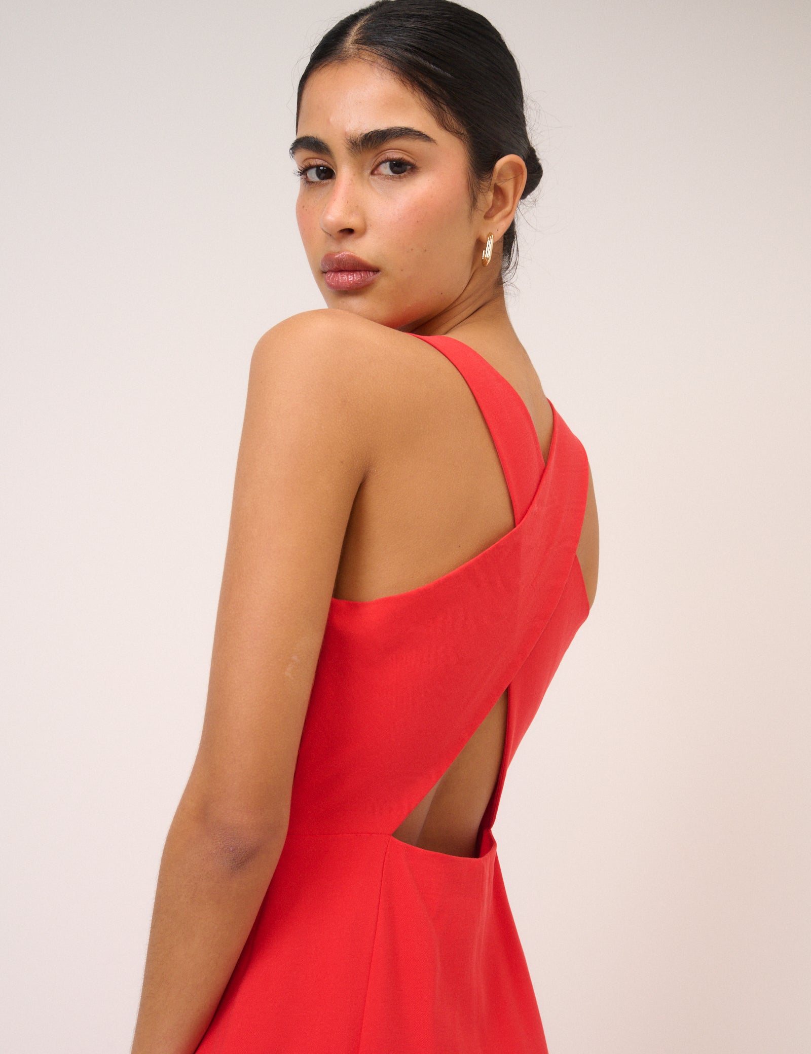 red dress criss cross back Linen Dress Crisscross - Organic Cotton Dress - Dress for Women - Red Open Back Dress - Elastic Waist