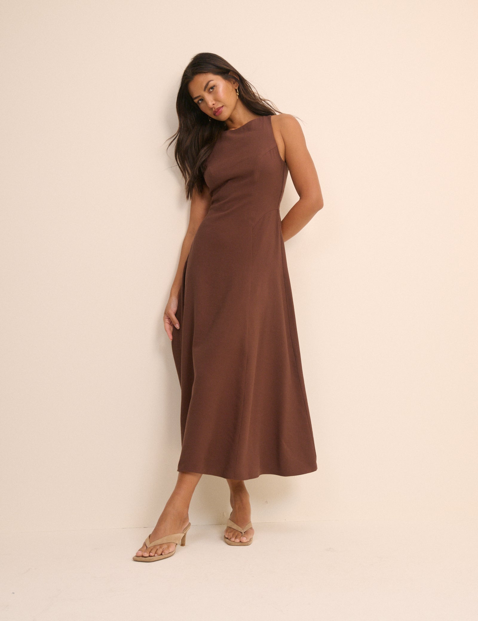 Chocolate Brown Reign Midi Dress