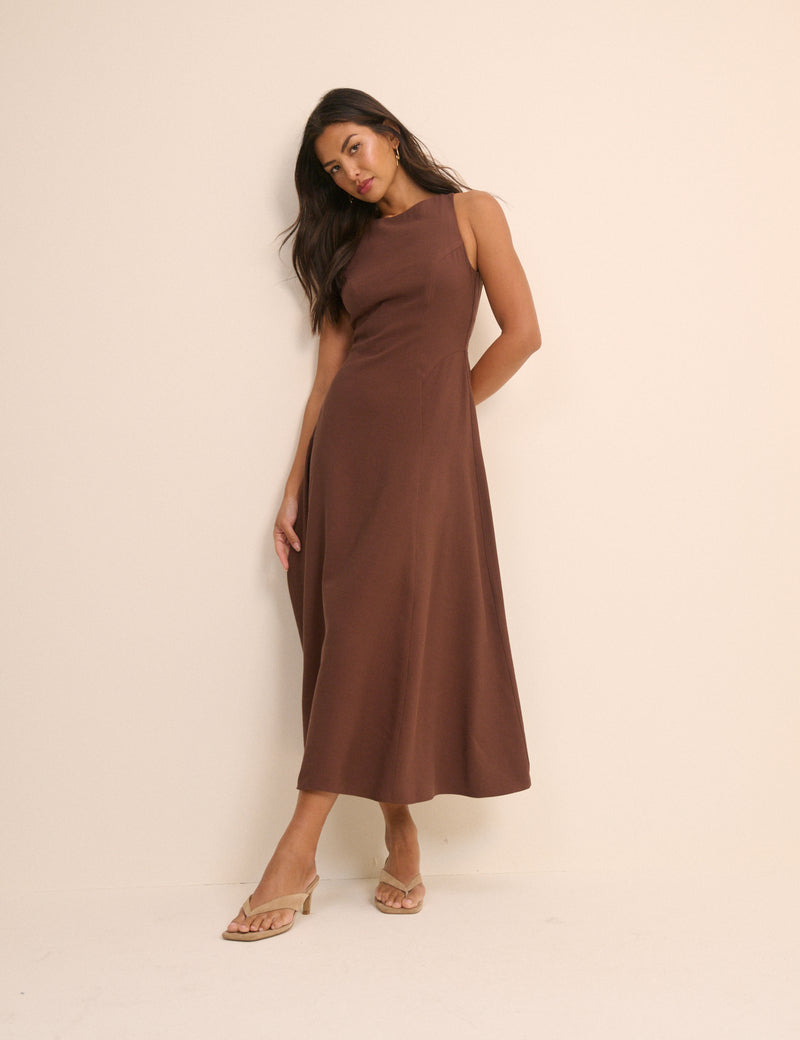 Chocolate Brown Reign Midi Dress
