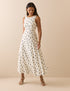 White and Navy Polka Dot Reign Midi Dress