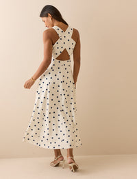 White and Navy Polka Dot Reign Midi Dress