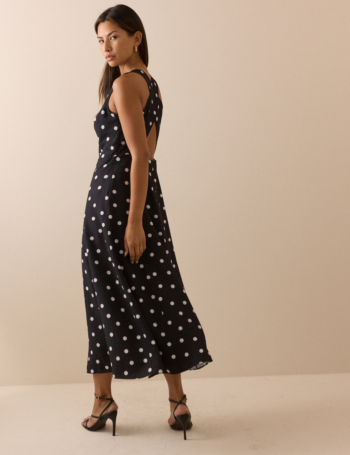 Black Polka Dot Reign Midi Dress