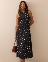Black Polka Dot Reign Midi Dress