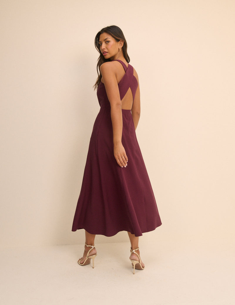 Burgundy Reign Midi Dress