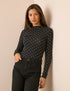 Black Polka Dot Boat Neck Jersey Top
