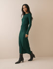 Green Ruched Jersey Laurella Midi Dress