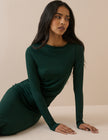 Green Ruched Jersey Laurella Midi Dress