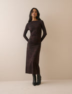 Brown Animal Print Jersey Laurella Midi Dress