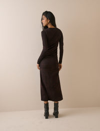 Brown Animal Print Jersey Laurella Midi Dress