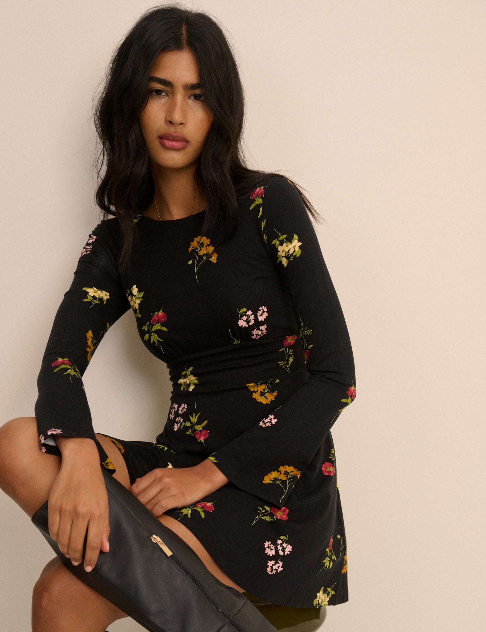 Black Floral Tate Mini Dress