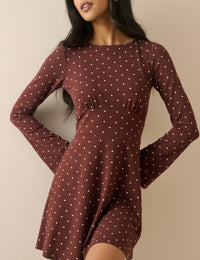 Brown Polka Dot Jersey Tate Mini Dress