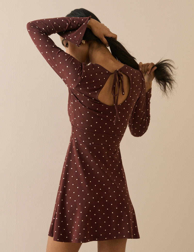 Brown Polka Dot Jersey Tate Mini Dress
