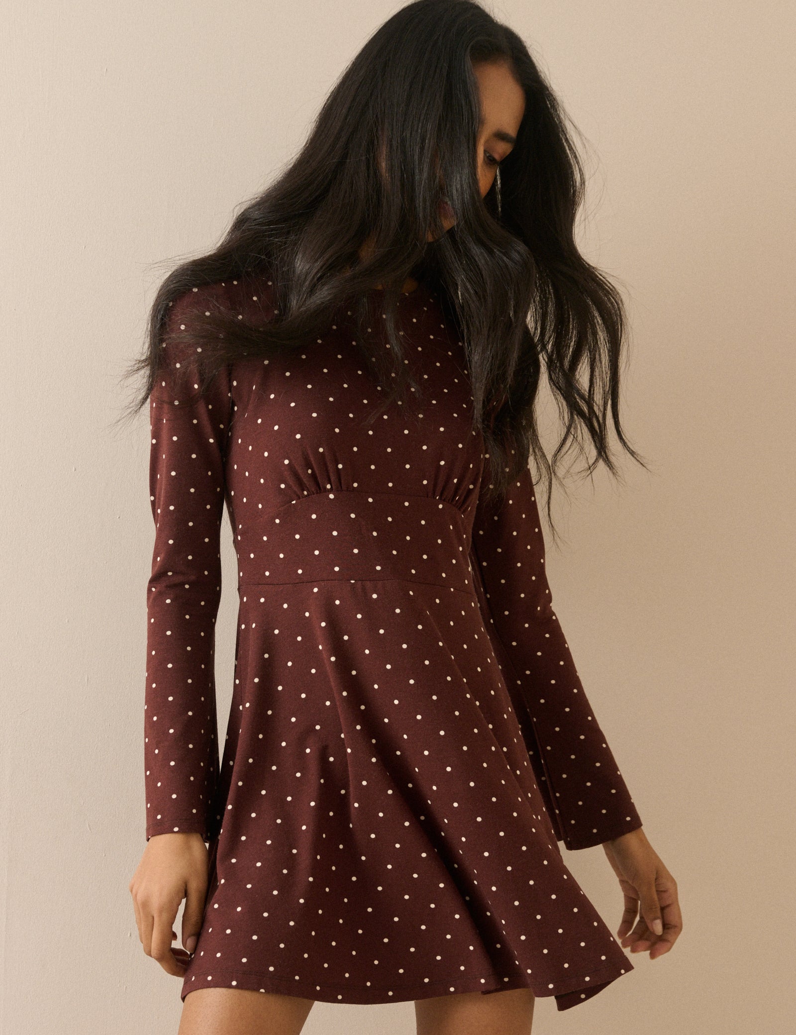 Brown Polka Dot Jersey Tate Mini Dress