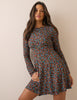 Black Ditsy Floral Jersey Tate Mini Dress