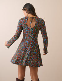 Black Ditsy Floral Jersey Tate Mini Dress