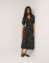 Black Floral Puff Sleeve Saffy Midi Dress