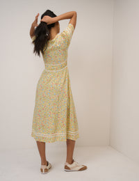 Yellow Ditsy Floral Saffy Midi Tea Dress