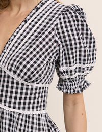 Black Gingham Saffy Midi Dress