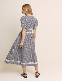 Black Gingham Saffy Midi Dress