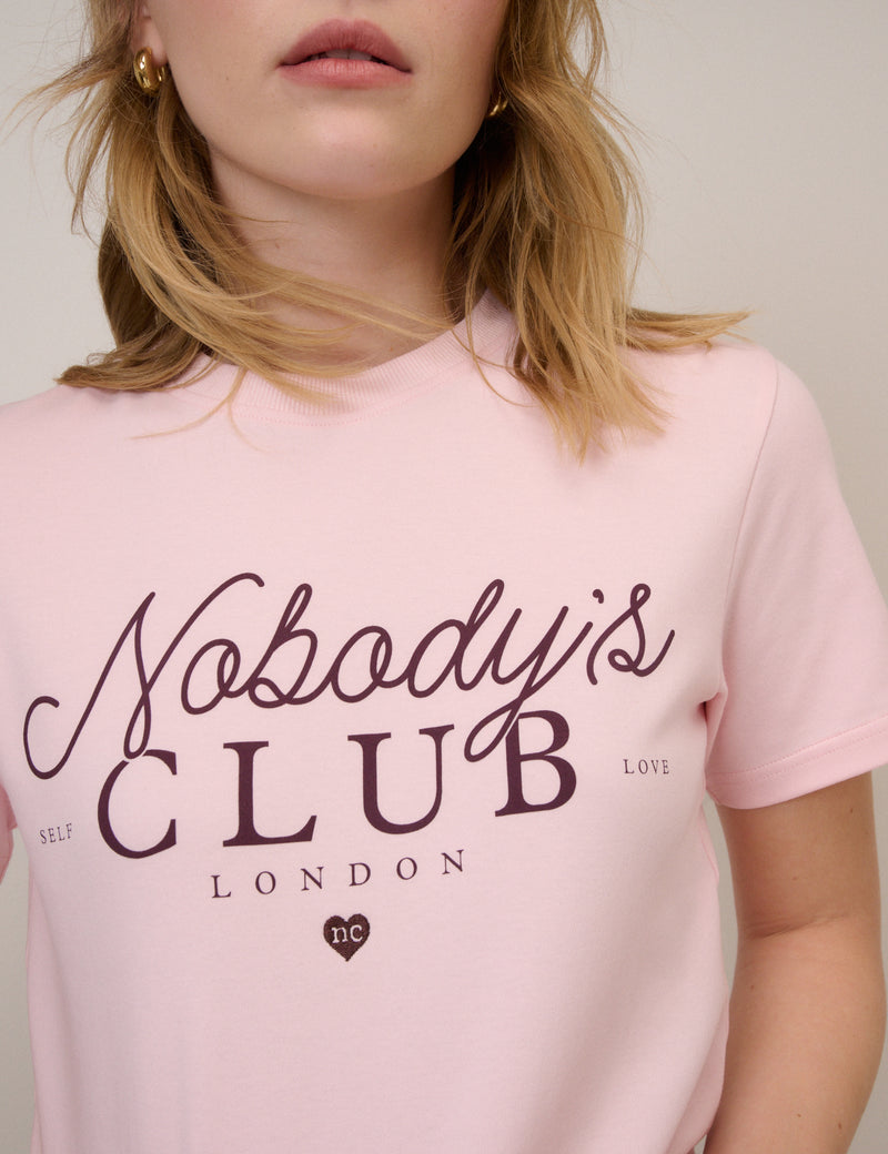 Pink Nobody's Club Graphic T-Shirt