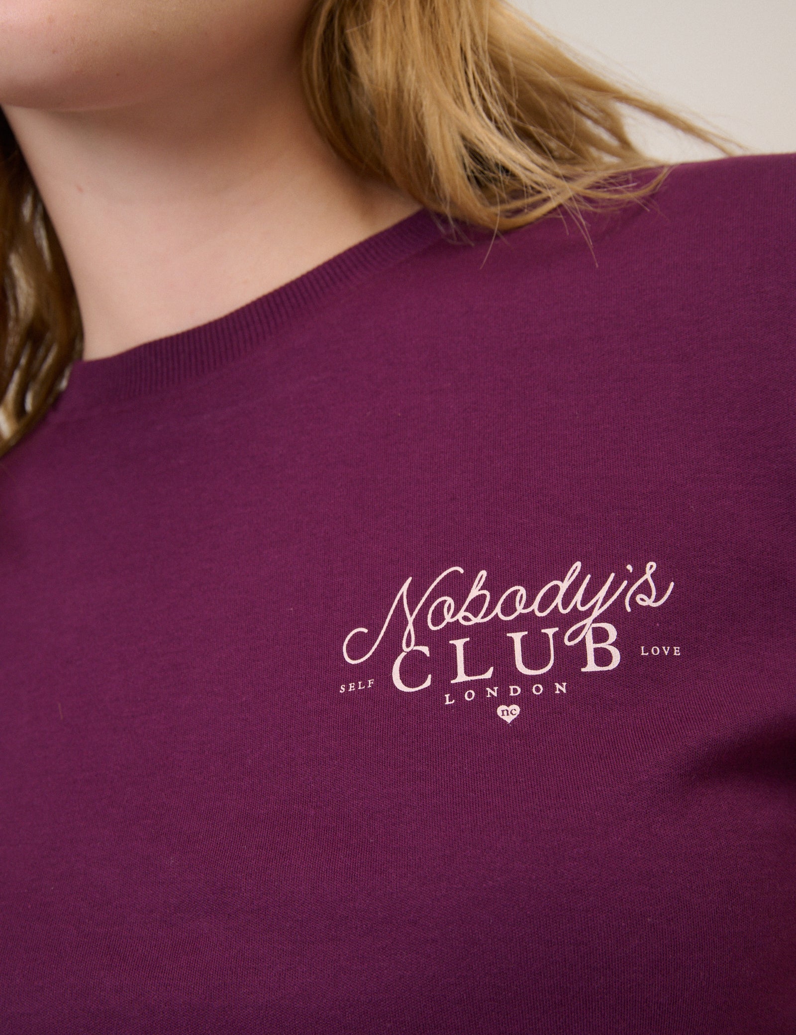 Burgundy Nobody's Club Graphic T-Shirt