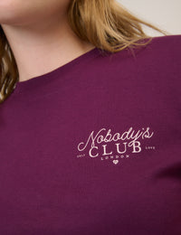 Burgundy Nobody's Club Graphic T-Shirt