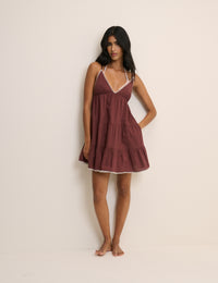 Brown Tiered Mini Beach Dress