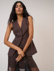 Brown Longline Tailored Waistcoat