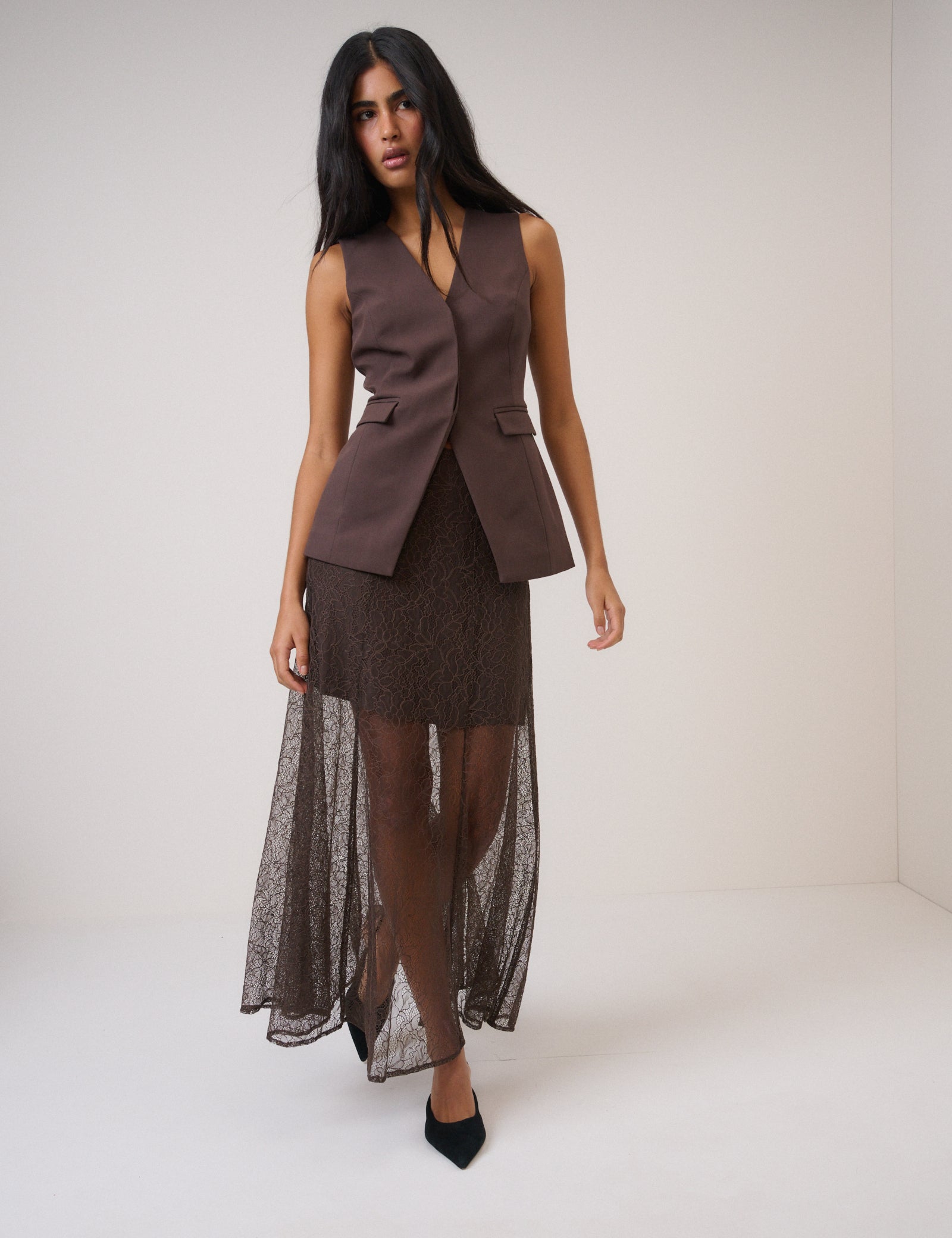 Brown Longline Tailored Waistcoat