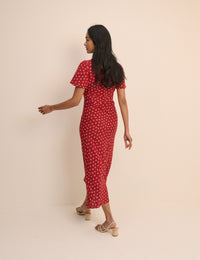 Red Ditsy Floral Faith Midi Dress