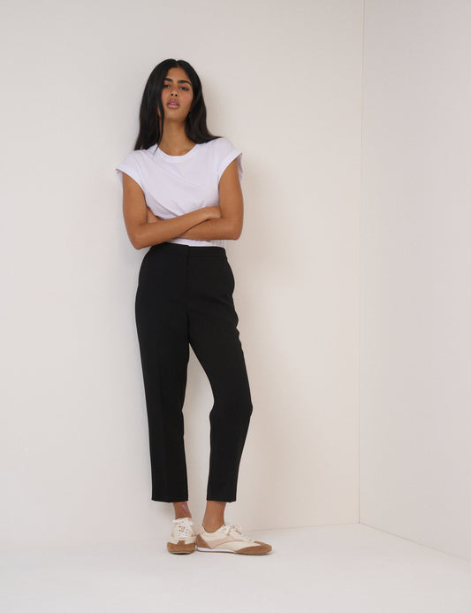 tie waist cigarette trousers Black Cigarette Trousers