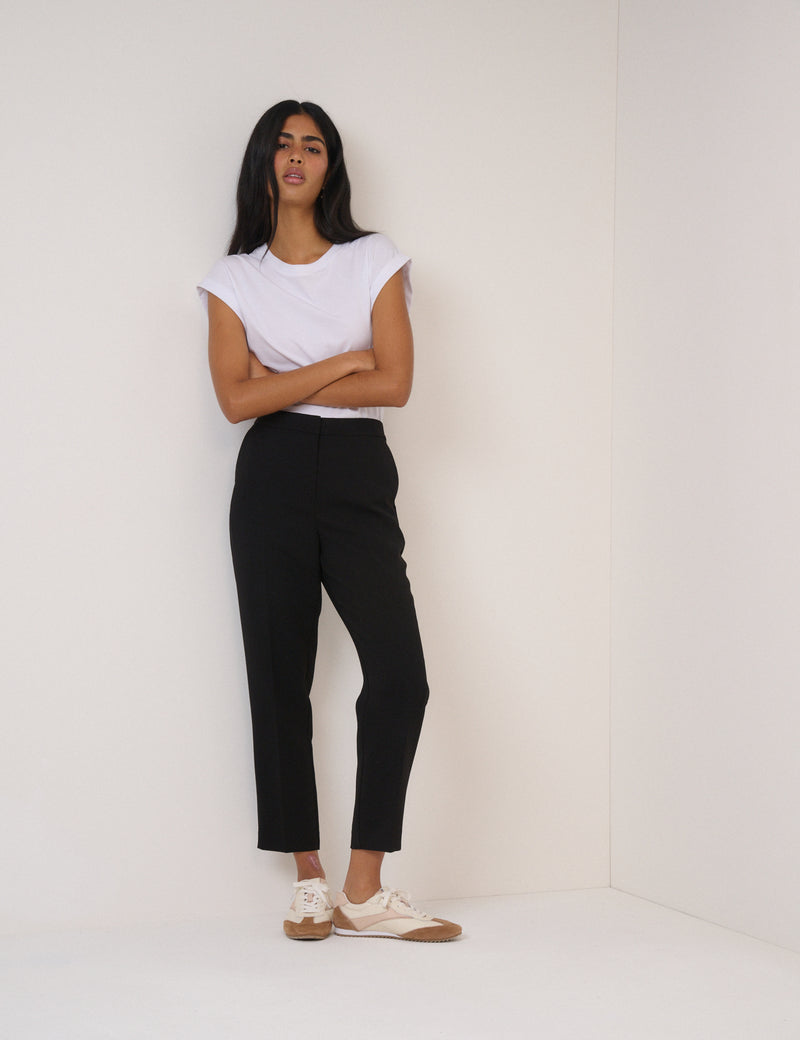petite cigarette trousers LILYSILK Mulberry Silk Womens Light and Soft Comfort Fit Online 98% Cotton Cigarette Trouser - Black